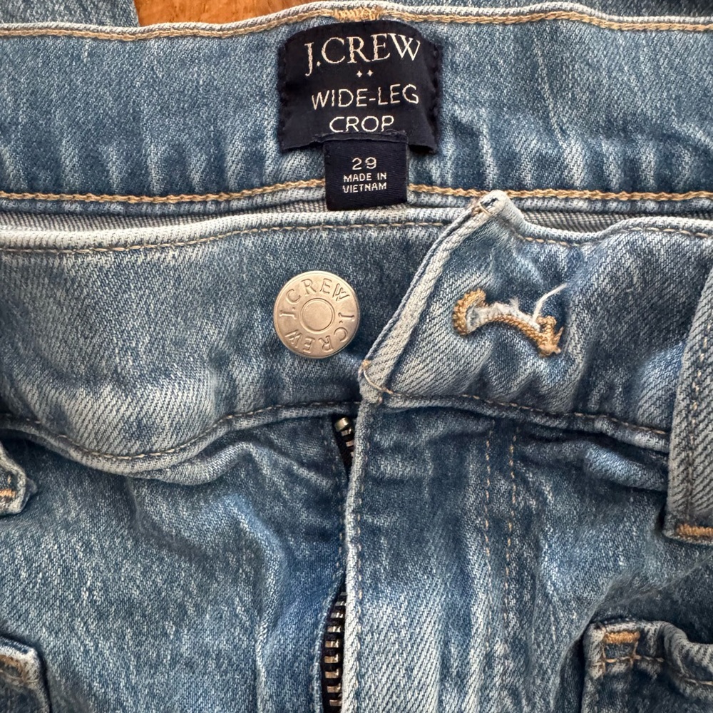 J. Crew Wide-Leg Crop Jeans - Light Blue Denim